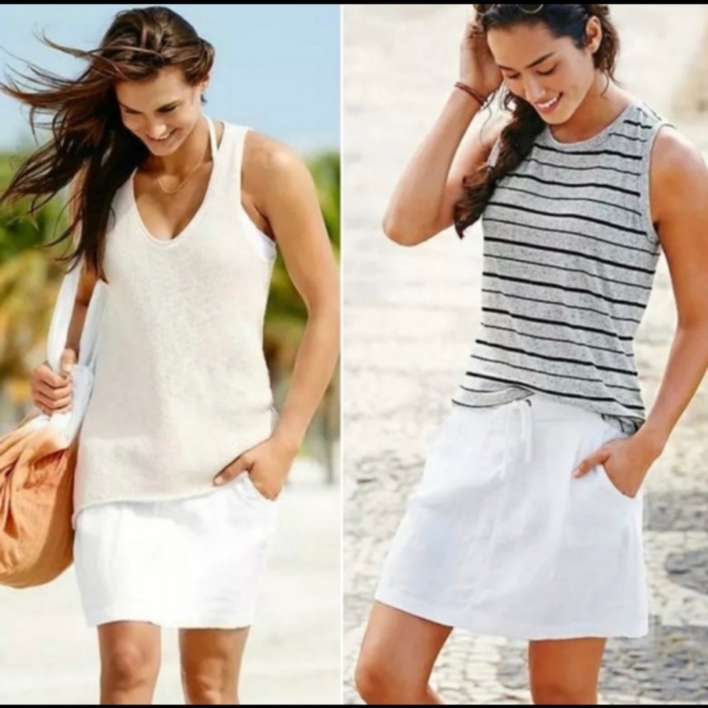 Athleta Linen Seline Skirt White